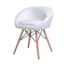Office Padded Chic Faux Leather Lounge Chair W/Solid Wooden Legs & Arm Rest-White