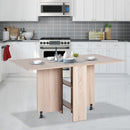 Dining Table Drop Leaf Folding Expandable 6 Person w/ Wheels, Brake, Storage Shelf