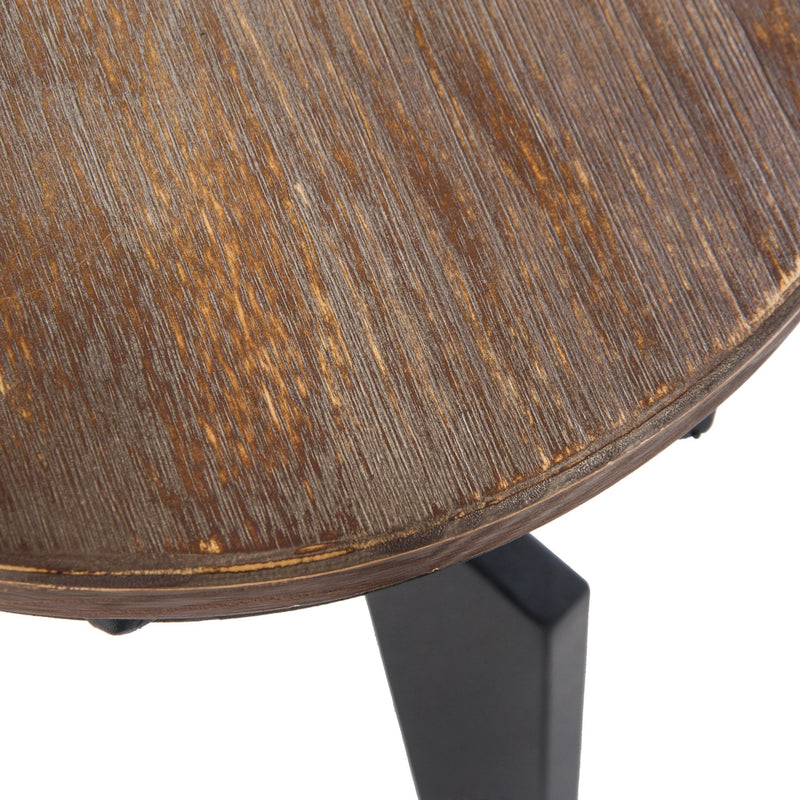 Swivel Bar Stool W/Wooden Top-Brown/Black