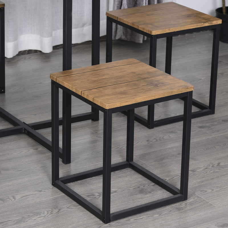 MDF Topped Steel 5-Piece Dining Set Dining Table with 4 Stools - Black/Brown