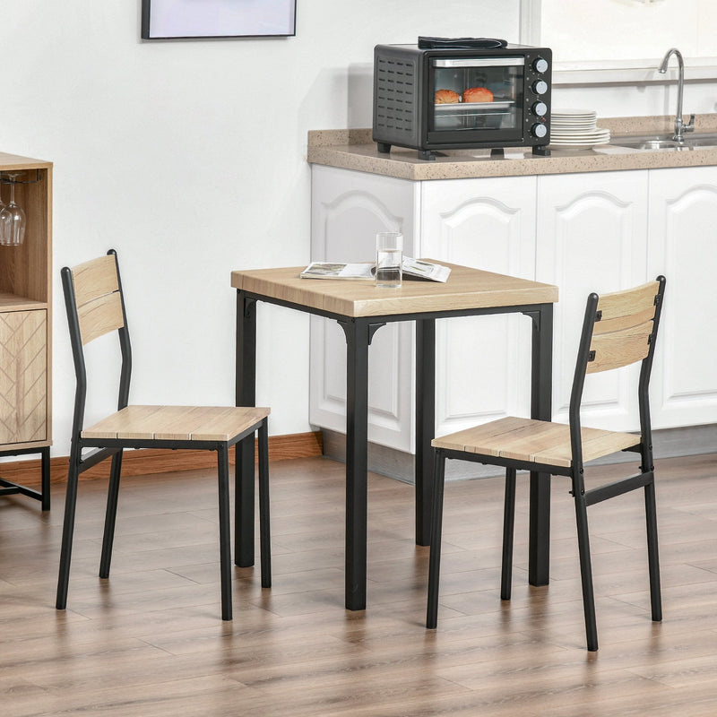 HOMCOM Dining Set 3Pce - Wood Effect & Black