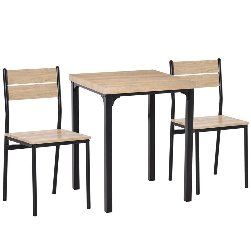 HOMCOM Dining Set 3Pce - Wood Effect & Black