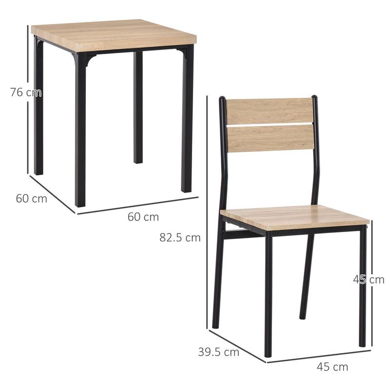 HOMCOM Dining Set 3Pce - Wood Effect & Black