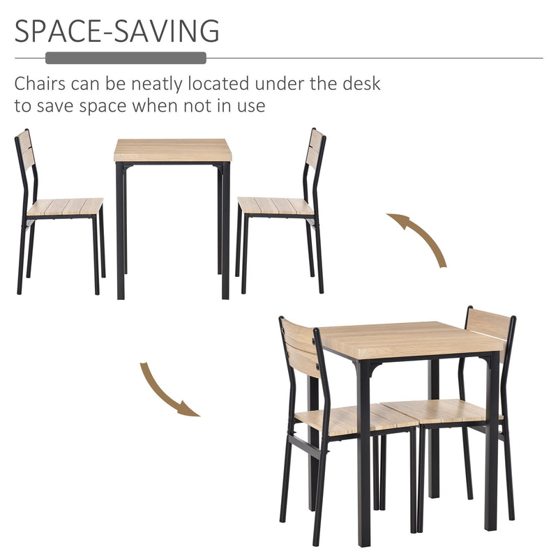 HOMCOM Dining Set 3Pce - Wood Effect & Black