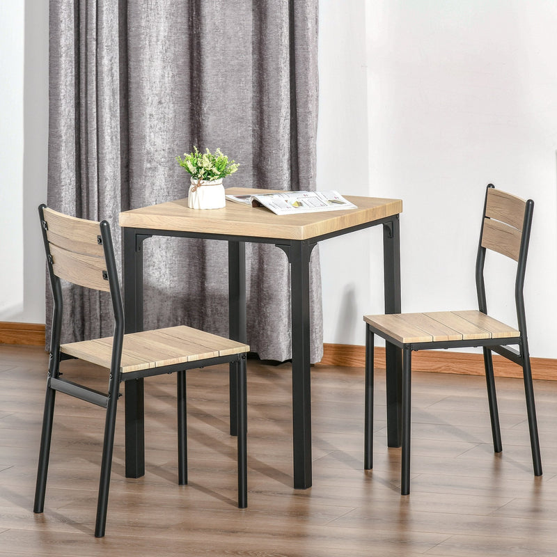 HOMCOM Dining Set 3Pce - Wood Effect & Black