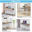 Dining Table Drop Leaf Metal Frame MDF Top Folding Expandable 6 Person Oak