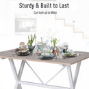 Dining Table Drop Leaf Metal Frame MDF Top Folding Expandable 6 Person Oak