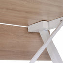 Dining Table Drop Leaf Metal Frame MDF Top Folding Expandable 6 Person Oak