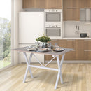 Dining Table Drop Leaf Metal Frame MDF Top Folding Expandable 6 Person Oak