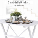 Dining Table Drop Leaf Metal Frame MDF Top Folding Expandable 6 Person White Design Foldable