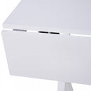 Dining Table Drop Leaf Metal Frame MDF Top Folding Expandable 6 Person White Design Foldable