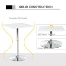 Square Height Adjustable Bar Table Counter Pub Desk with Metal Base for Home Bar, Dining Room, Kitchen, White Multi-role Modern Top Sturdy
