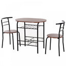 MDF 2-Seater Bar Stool & Table Set w/Bottle Storage Shelf  - Wood Tone