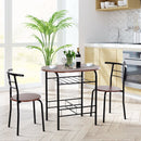 MDF 2-Seater Bar Stool & Table Set w/Bottle Storage Shelf  - Wood Tone