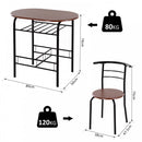 MDF 2-Seater Bar Stool & Table Set w/Bottle Storage Shelf  - Wood Tone