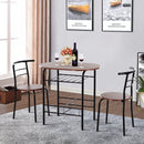 MDF 2-Seater Bar Stool & Table Set w/Bottle Storage Shelf  - Wood Tone
