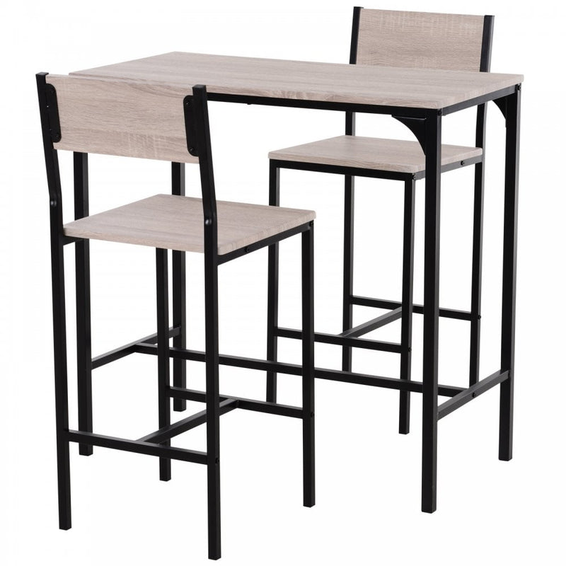 Metal Frame MDF Top Table & Bar Stool Set Black