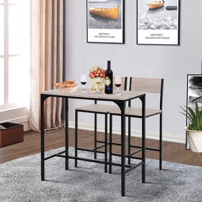 Metal Frame MDF Top Table & Bar Stool Set Black