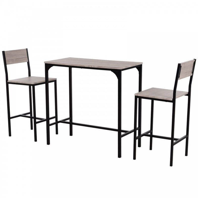 Metal Frame MDF Top Table & Bar Stool Set Black