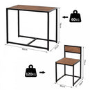 Steel Frame MDF 2-Seater Bar Stool and Table Set - Wood Tone