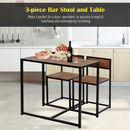 Steel Frame MDF 2-Seater Bar Stool and Table Set - Wood Tone