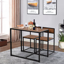 Steel Frame MDF 2-Seater Bar Stool and Table Set - Wood Tone