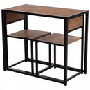 Steel Frame MDF 2-Seater Bar Stool and Table Set - Wood Tone