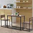 Steel Frame MDF 2-Seater Bar Stool and Table Set - Wood Tone