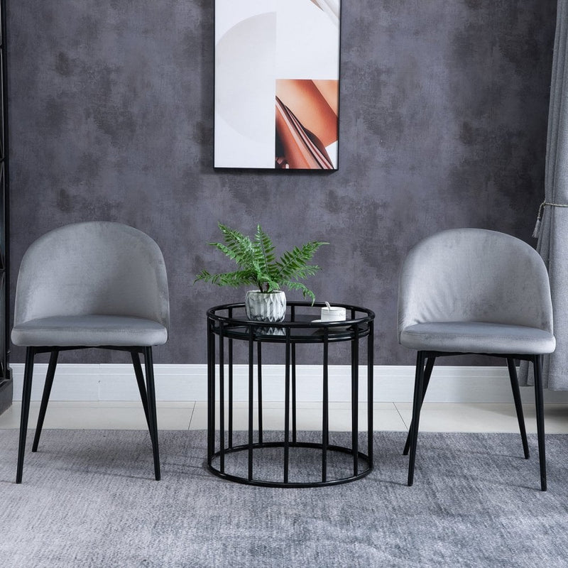 Velvet Contemporary Set Of 2 Kitchen Dining Chairs Grey