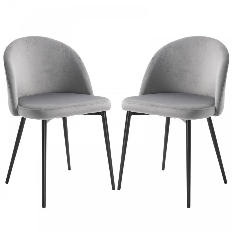 Velvet Contemporary Set Of 2 Kitchen Dining Chairs Grey