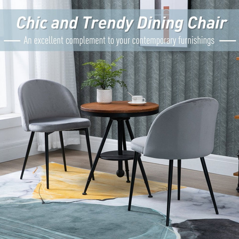 Velvet Contemporary Set Of 2 Kitchen Dining Chairs Grey