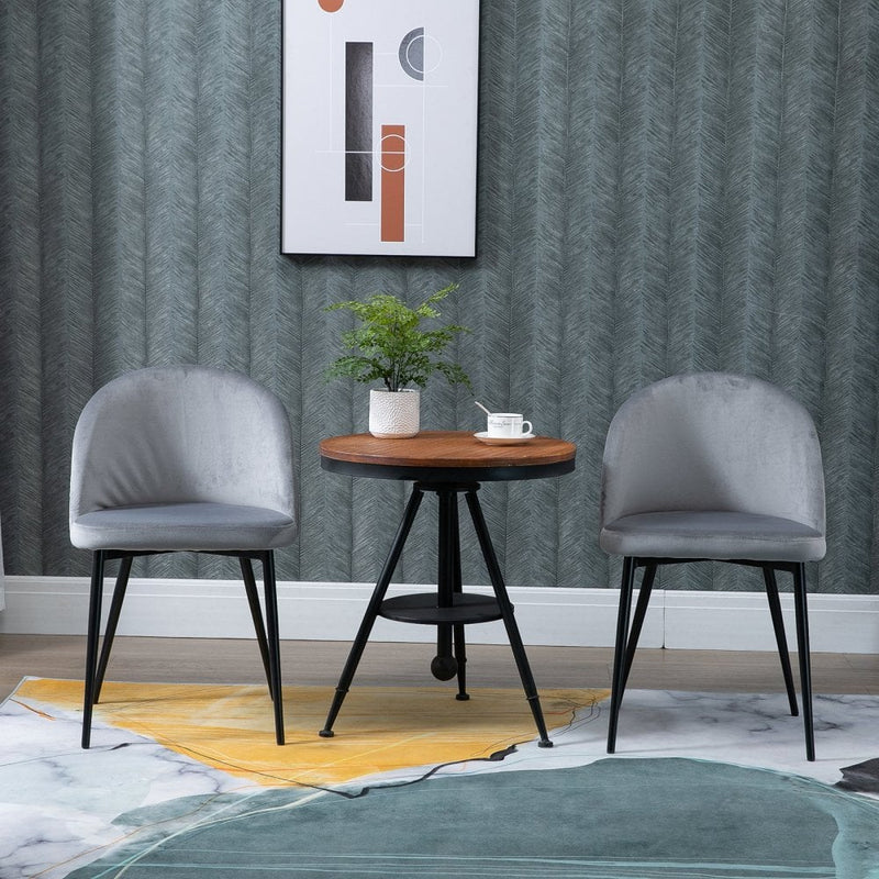 Velvet Contemporary Set Of 2 Kitchen Dining Chairs Grey