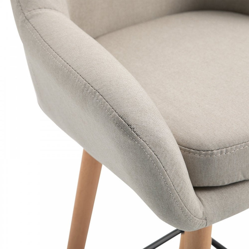 Linen Upholstered Set Of 2 Home Bar Stools - Light Grey