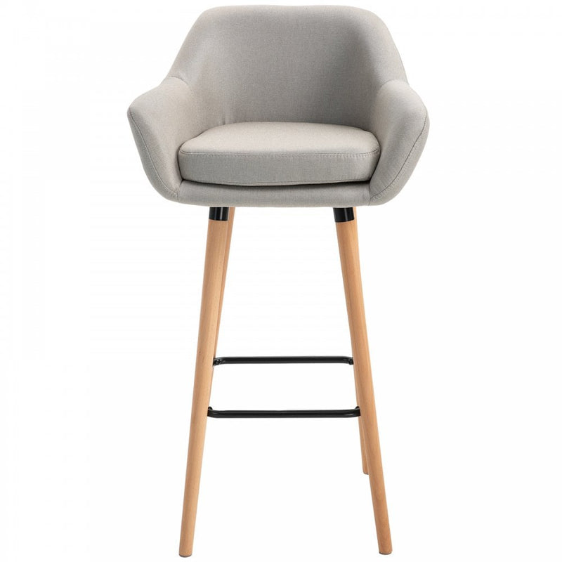Linen Upholstered Set Of 2 Home Bar Stools - Light Grey