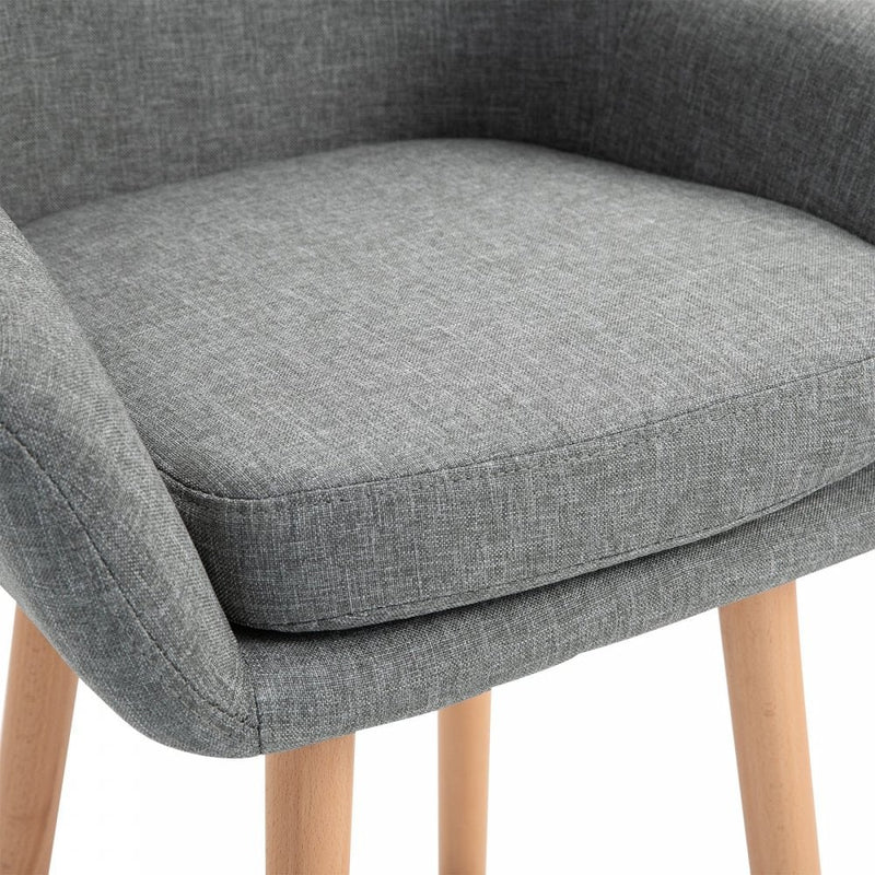 Linen Upholstered Set Of 2 Home Bar Stools Grey