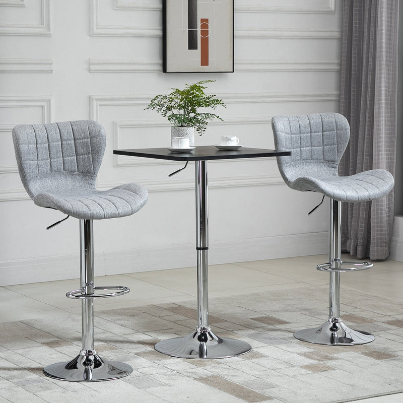 Bar Stools Set of 2 Swivel Stool Adjustable Height Bar Chairs with Footrest for Kitchen Dining Home Pub, Grey Pieces Chair with/ Pub