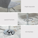 Bar Stools Set of 2 Swivel Stool Adjustable Height Bar Chairs with Footrest for Kitchen Dining Home Pub, Grey Pieces Chair with/ Pub