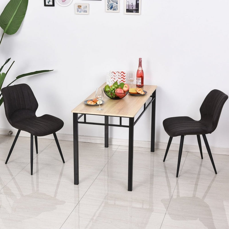 PU Leather Upholstered Set-of-2 Moulded Dining Chairs Brown