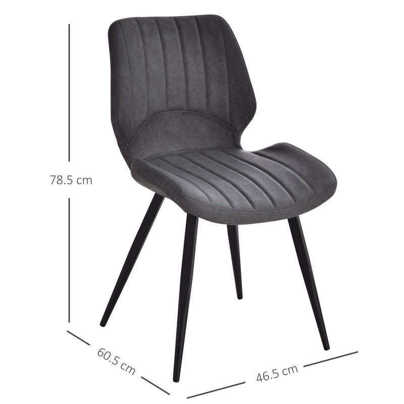 PU Leather Upholstered Set-of-2 Moulded Dining Chairs Brown
