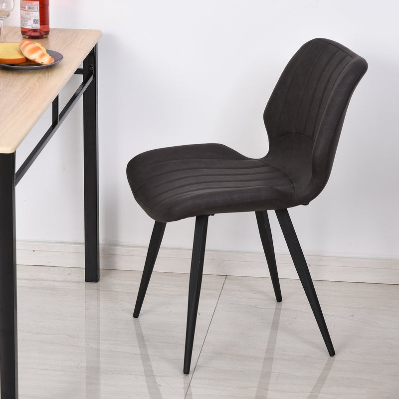 PU Leather Upholstered Set-of-2 Moulded Dining Chairs Brown