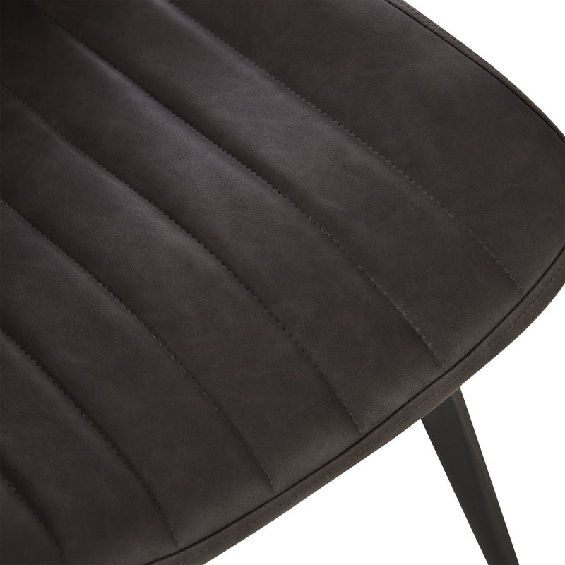 PU Leather Upholstered Set-of-2 Moulded Dining Chairs Brown