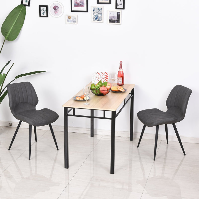 PU Leather Upholstered Set-of-2 Moulded Dining Chairs Grey