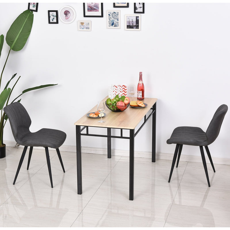 PU Leather Upholstered Set-of-2 Moulded Dining Chairs Grey