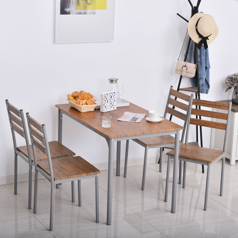 Modern 5-Piece Dining Table Set, Dining Table With 4 Chairs For Compact Dining Room& Kitchen, Brown Room