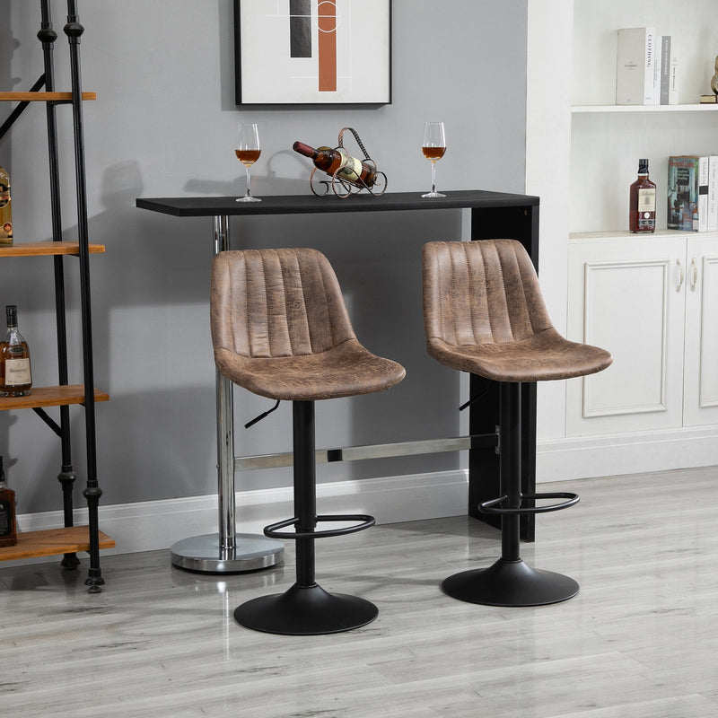 Brown Bar Stools Set of 2 with Footrest Brown Adjustable Height Swivel