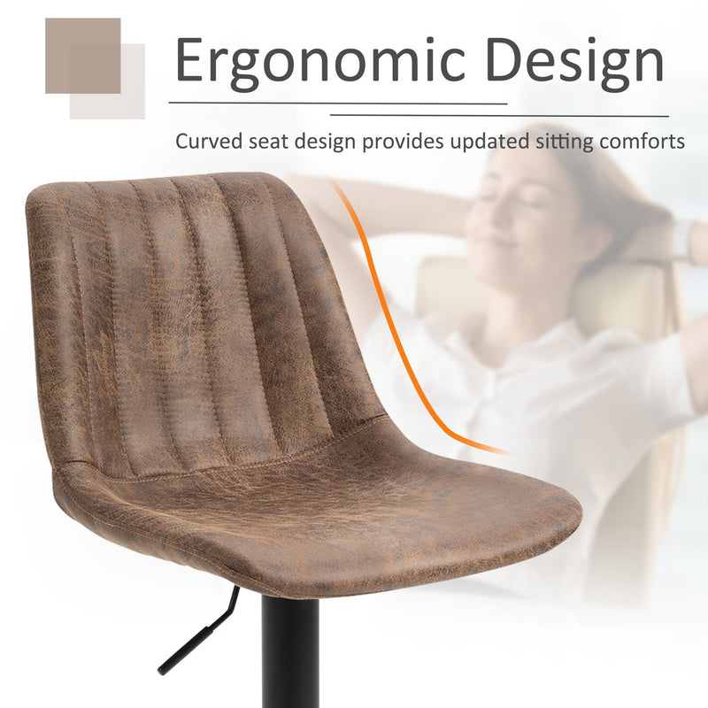 Brown Bar Stools Set of 2 with Footrest Brown Adjustable Height Swivel