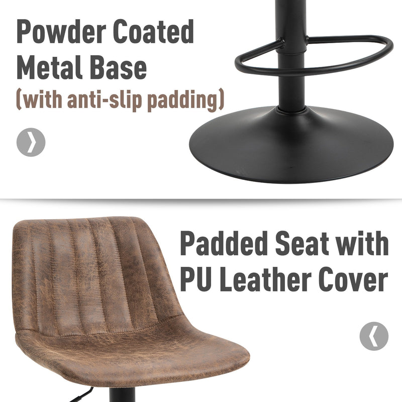 Brown Bar Stools Set of 2 with Footrest Brown Adjustable Height Swivel