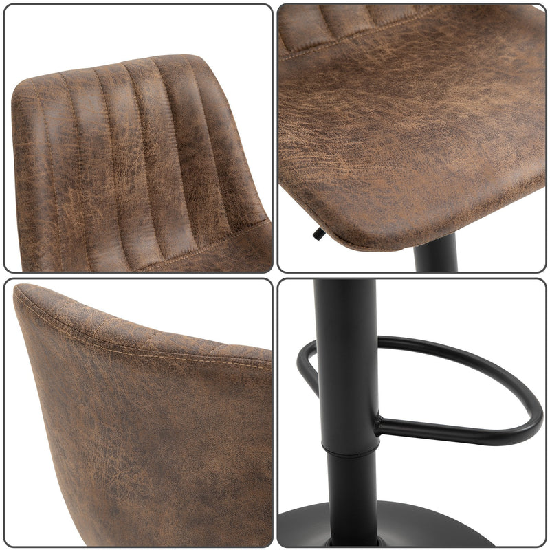 Brown Bar Stools Set of 2 with Footrest Brown Adjustable Height Swivel