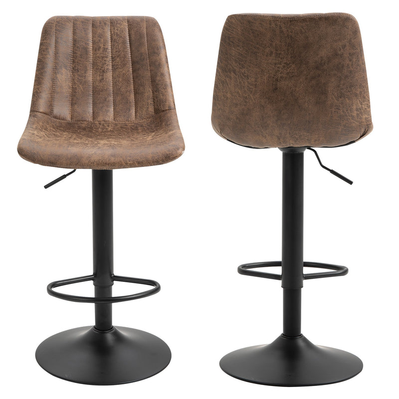 Brown Bar Stools Set of 2 with Footrest Brown Adjustable Height Swivel