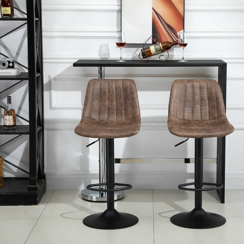 Brown Bar Stools Set of 2 with Footrest Brown Adjustable Height Swivel